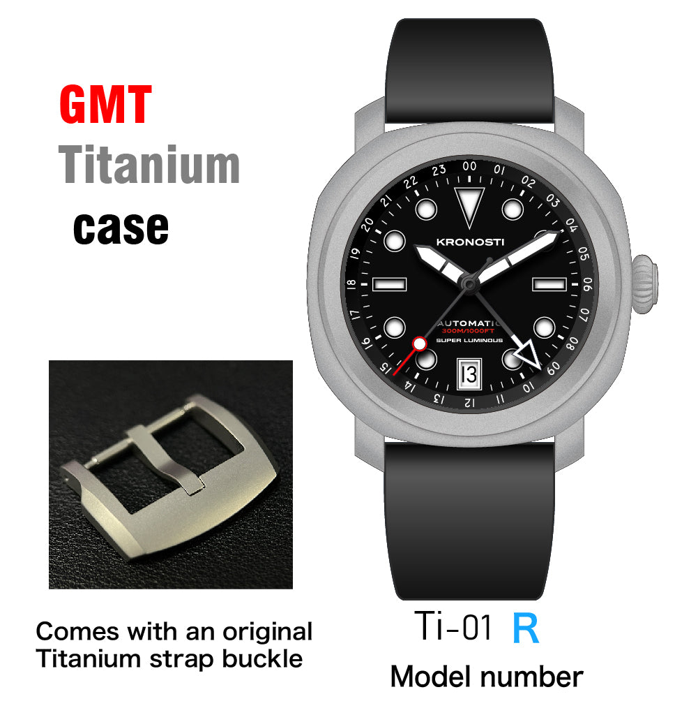 KRONOSTi Voyager Horizon Automatic Titanium GMT Dive Watch Rubber strap