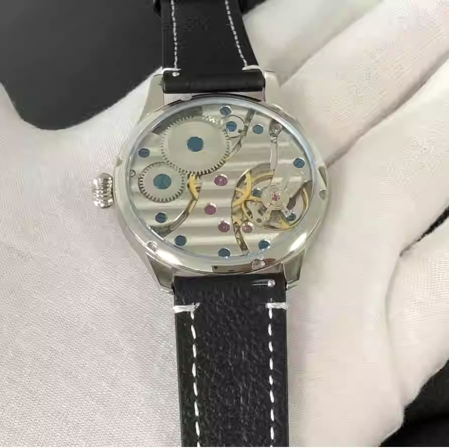 41mm Hand-Wound Mechanical Watch | Natural White MOP Dial | No-Text “Celestial Script” Minimalist Design