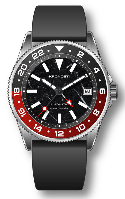 KRONOSTI STRATA GMT – 300m Titanium Automatic GMT Watch with Natural Marble Dial