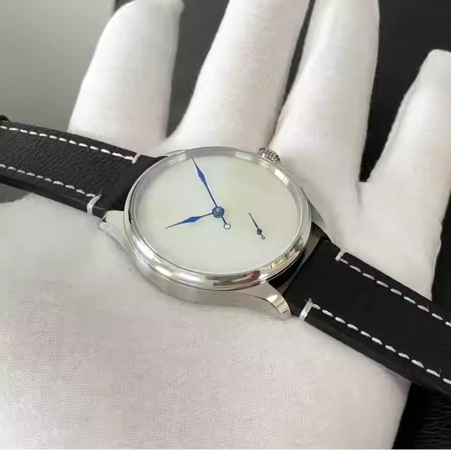 41mm Hand-Wound Mechanical Watch | Natural White MOP Dial | No-Text “Celestial Script” Minimalist Design