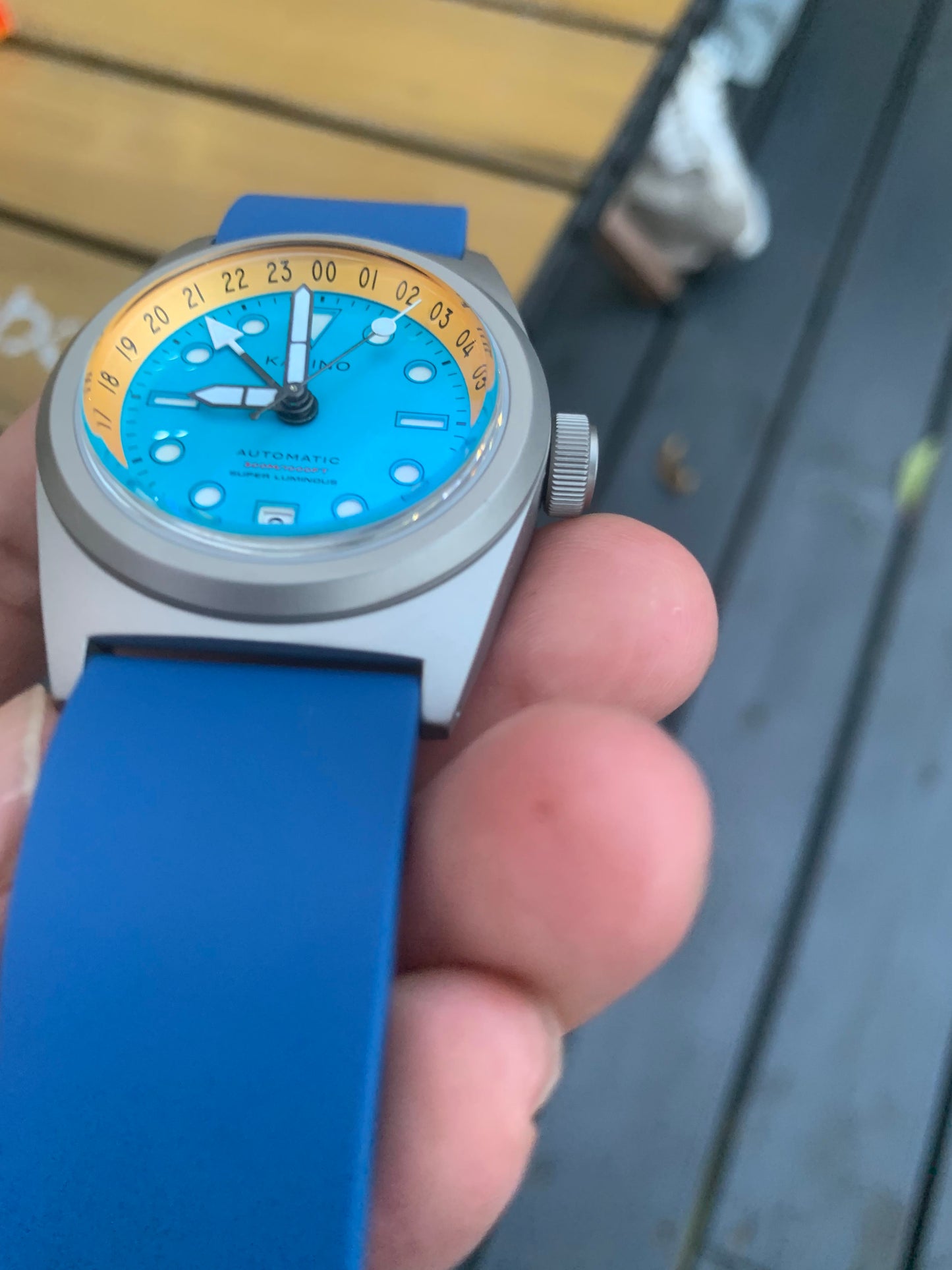 KRONOSTI Shark Shadow Diver – GMT Sunburst Blue