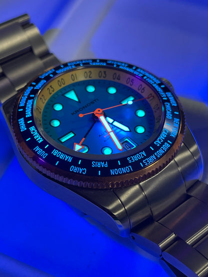 KRONOSTI ATLAS GMT – Ocean Teal Titanium Watch