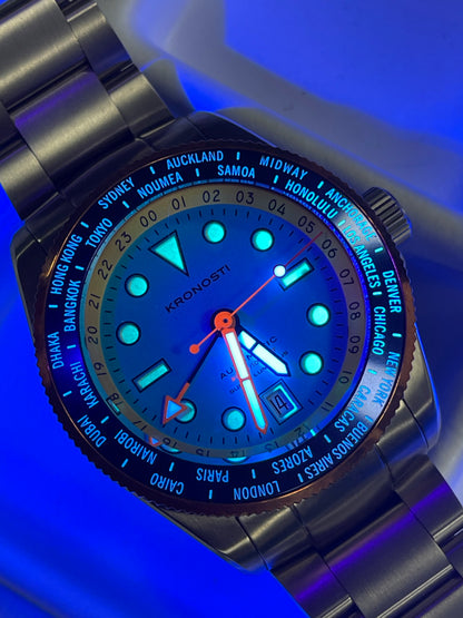 KRONOSTI ATLAS GMT – Ocean Teal Titanium Watch