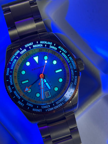 KRONOSTI ATLAS GMT – Ocean Teal Titanium Watch