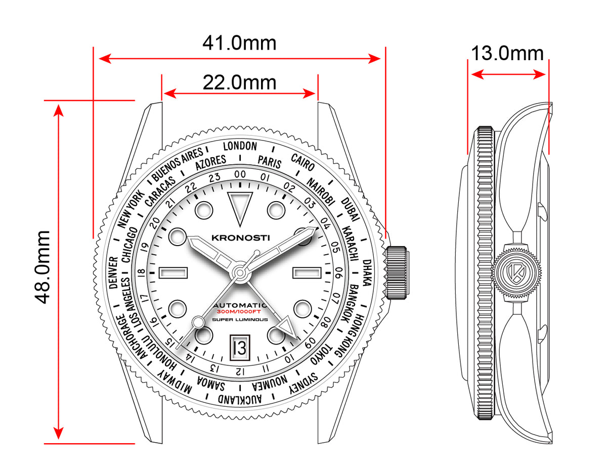 KRONOSTI ATLAS GMT – 300m Titanium Automatic GMT Watch（副本）