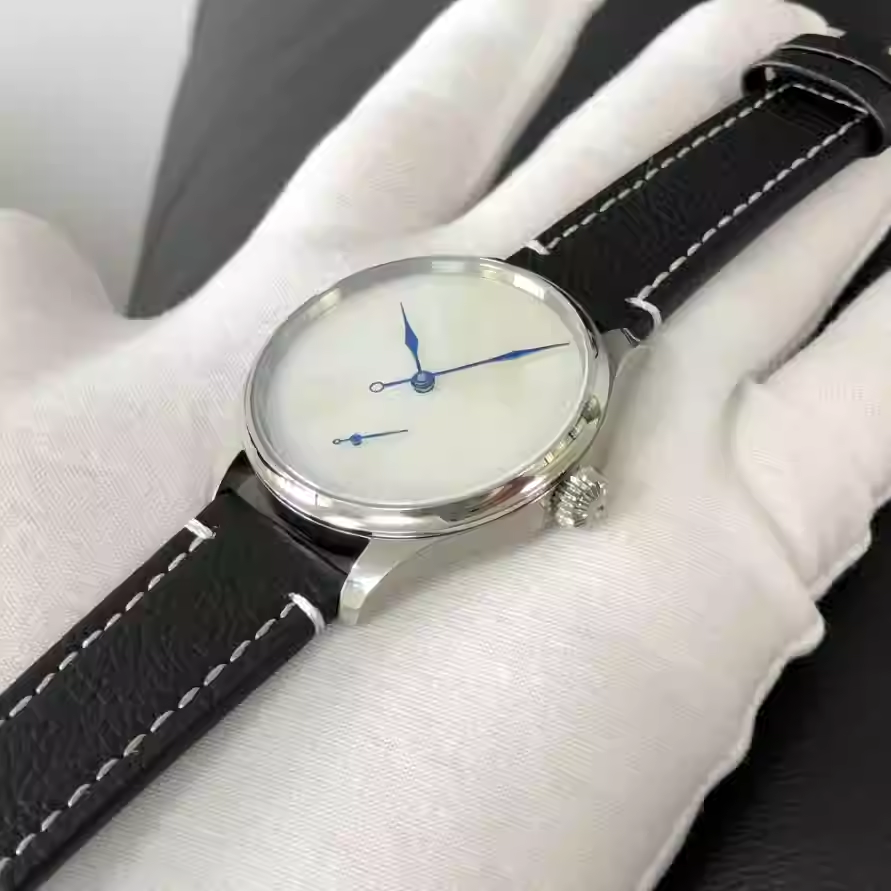 41mm Hand-Wound Mechanical Watch | Natural White MOP Dial | No-Text “Celestial Script” Minimalist Design