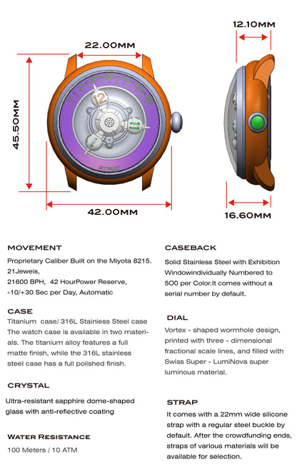 Time Shuttle Mechanical Watch – Redefining Time |Tri-Color Chapter Ring