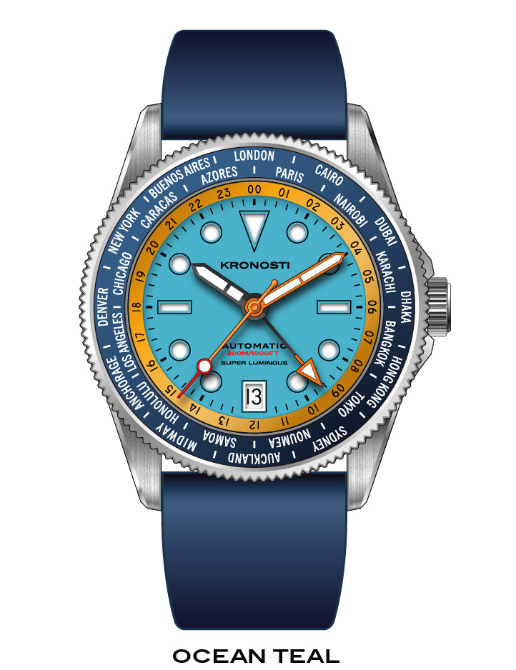 KRONOSTI ATLAS GMT – Ocean Teal Titanium Watch