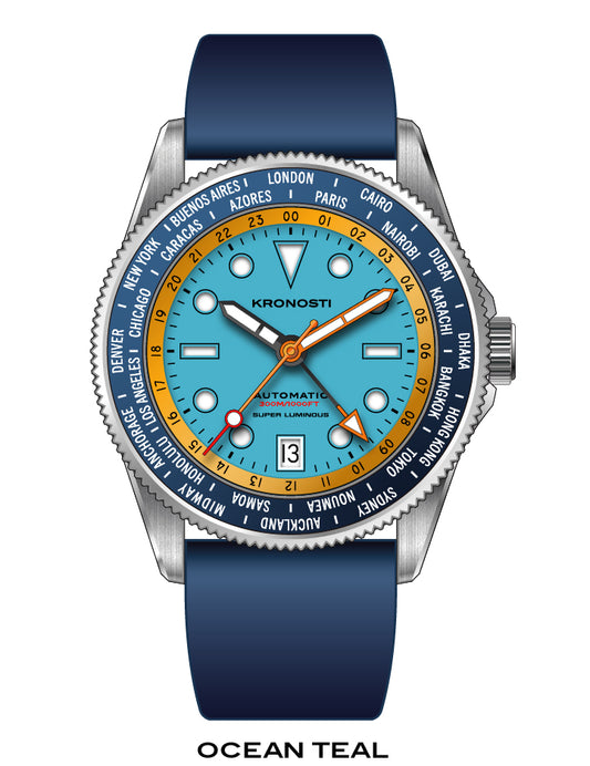 KRONOSTI ATLAS GMT – Ocean Teal Titanium Watch