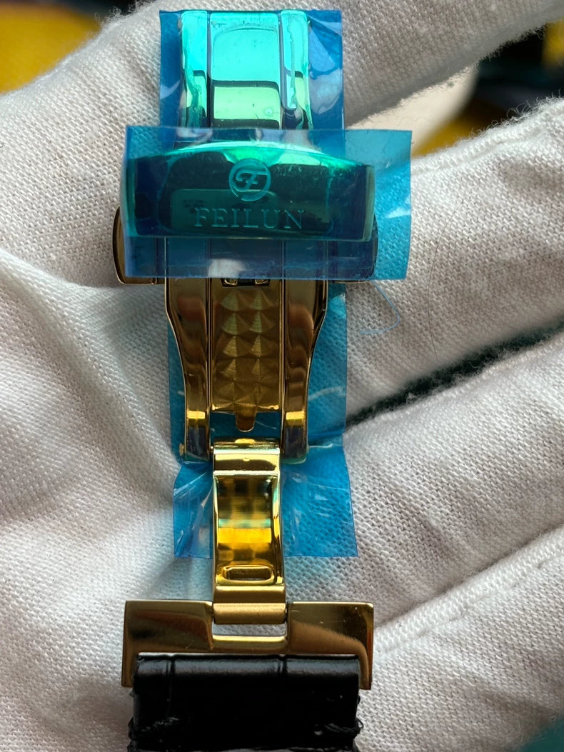 Swiss Luxury Watch: 18K Gold Case, Mother-of-Pearl Sub-Dial & Rotating Globe, Precision Automatic Movement with Dual Rotors